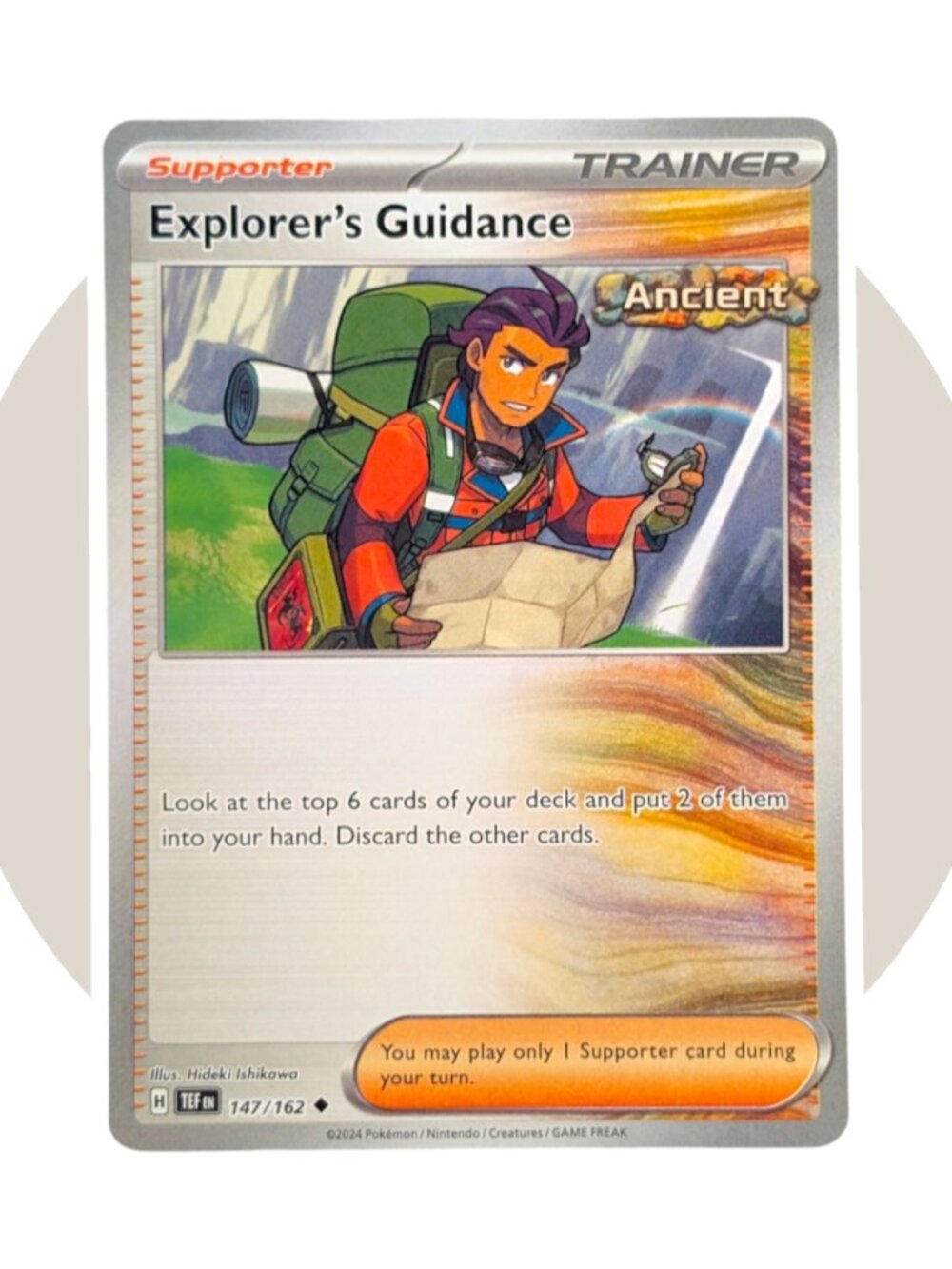 Temporal Forces Pokemon Card (O80): Explorer's Guidance 147/162, Hideki Ishikawa